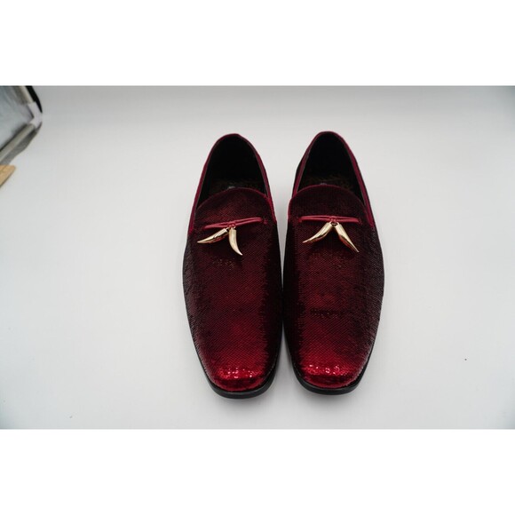 Men's Designer Loafer Shoes Red Sequin After Midnite 6759 Size 12 - Picture 3 of 8